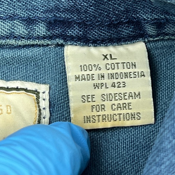 Levis Strauss Denim Shirt Mens XL Blue Long Sleeve Metal Button Up Red Tab Y2K - Picture 6 of 15